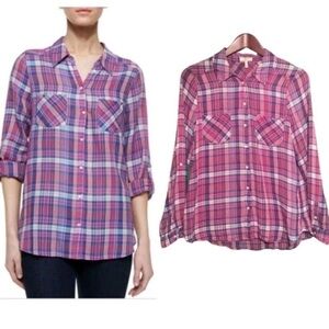 Joie Aiden Plaid Button Down top. Size Small.